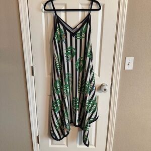 Jealous Tomato Black and White Dress with Green Leaf Accents